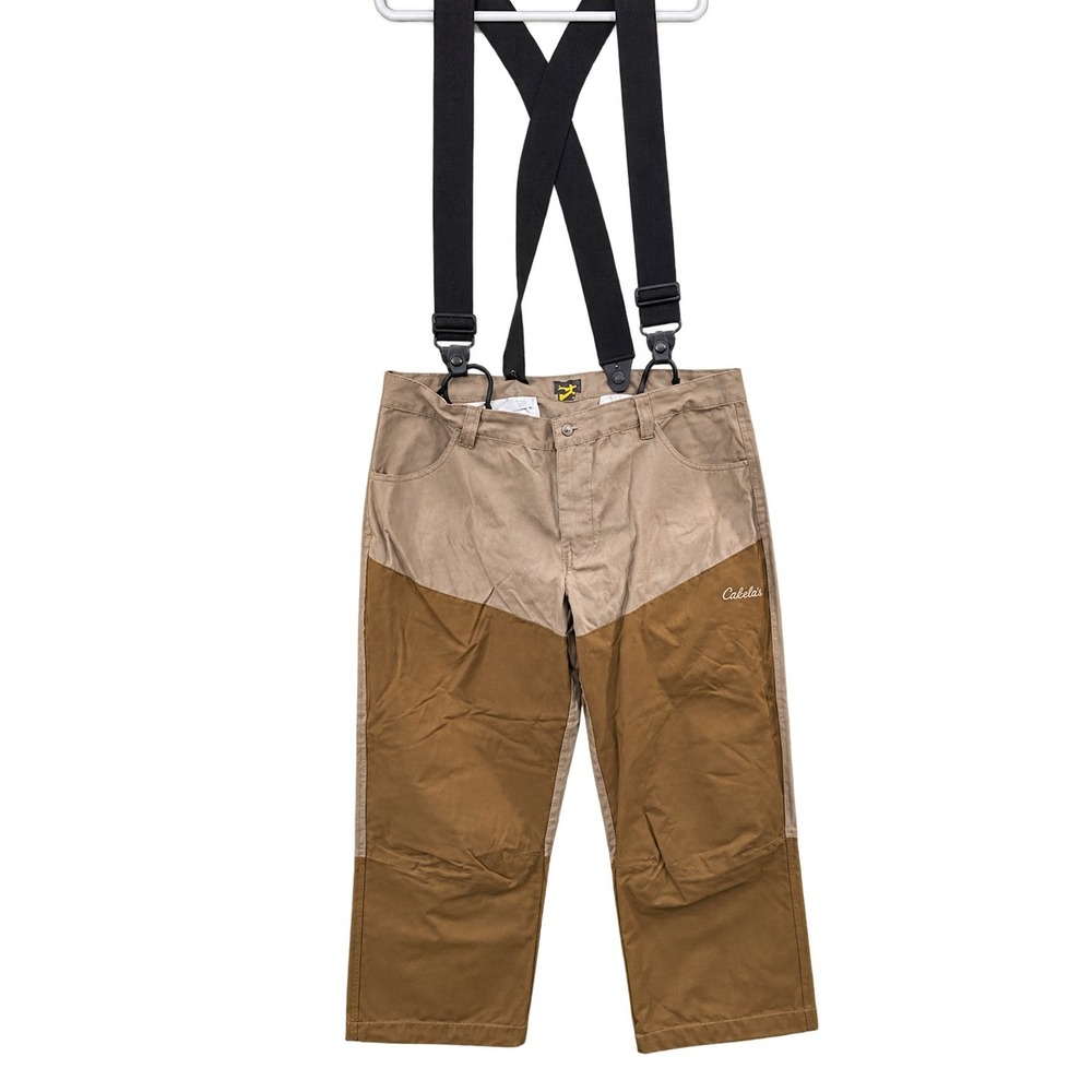 Cabela's Mens Upland Hunting Pants Brown Canvas Suspenders 40 486CPT020